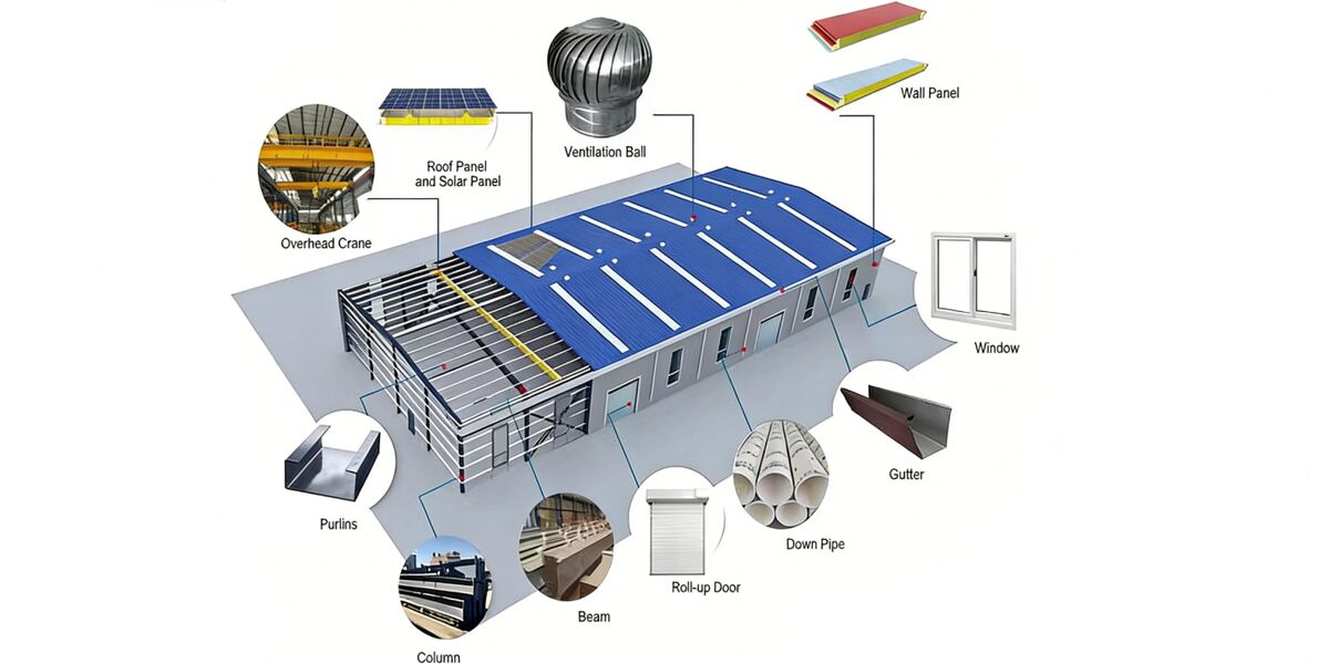 Magazzino d'acciaio prefabbricato