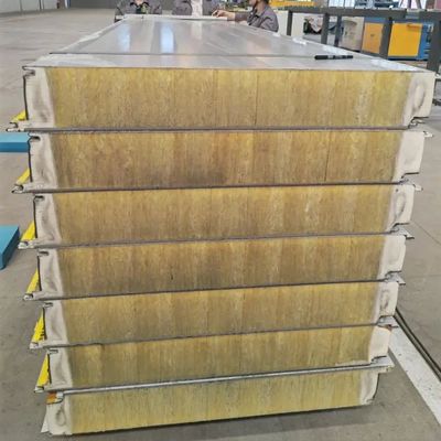 Fireproof Rockwool Sandwich Panels Rockwool Insulated Sandwich Board With Lightweight Insulation