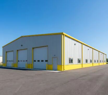 Edificio industriale moderno prefabbricato in acciaio modulare con rivestimento in pannelli sandwich